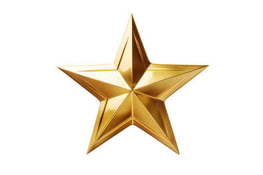Golden five-pointed star on a transparent background. png file. Generative AI - Powered by Adobe