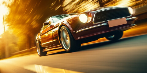 Naklejka premium Speeding Vehicle Captured in Dynamic Frogs-Eye Perspective Speedshot AI generated