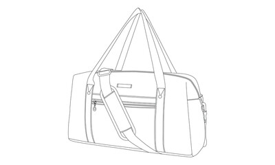 Fototapeta na wymiar Travel Duffle Bag, Vector Illustration, Bag Outline Template, Fashion Flats Sketch, Vector Clip Art Template 