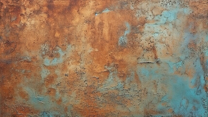 Seamless rusted copper metal patina texture background. Generative Ai - obrazy, fototapety, plakaty