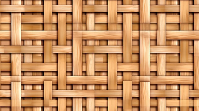Seamless square grid wood lattice texture isolated on transparent background. Generative Ai