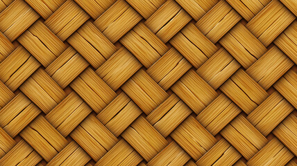 Woven bamboo reeds seamless basket weave tileable texture. Generative Ai