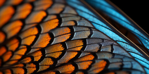 A close - up image of a butterfly's wing displaying an intricate, vibrant pattern and texture