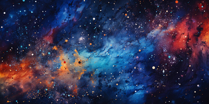 Macro shot of vibrant paint splatters, resembling a starry night, emphasis on textures, high contrast, monochromatic, inky black and bright white