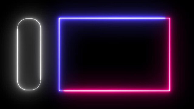 Portait and landscape name and photo frames with animated neon style templates