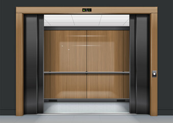 Elevator portal with wooden frame © denisik11