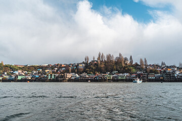 Fototapeta premium palafitos stilted houses in Castro on chiloe in Chile