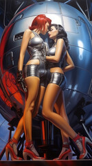 Obraz na płótnie Canvas Science fiction Lady / Girl / Woman with funky clothes