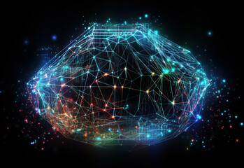 ai generated illustration Holographic IT abstract Server data connected