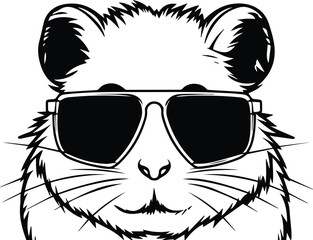 Hamster In Sunglasses Logo Monochrome Design Style