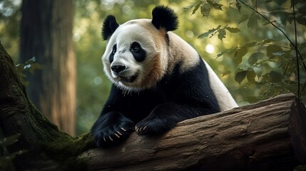 Obraz premium Panda on the tree. Generative AI 