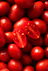 group of ripe and fresh cherry tomatoes on white. harvest. vegetable and fruit shop