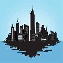 Obraz premium Megacity with tall buildings and skyscrapers. Vector logo.
