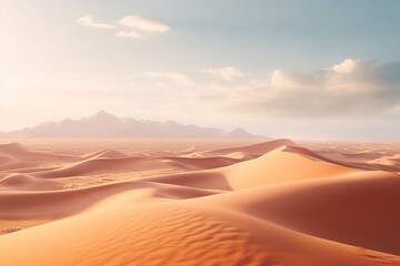 Photography of desert landscapes with golden dunes, Generative AI