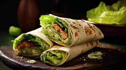 Tasty Doner Kebab Shawarma Roll Wrap Illustration. Generative Ai