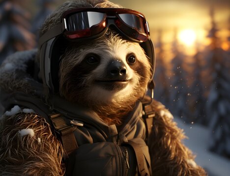 Faultier mit Anzug an der Bar, Generative KI