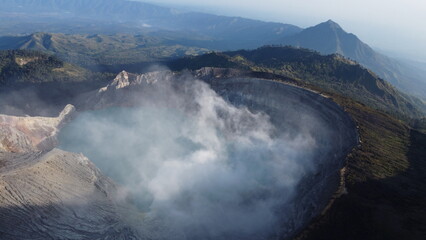 Kawa Ijen volcano droneview, Indonesia