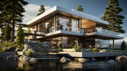 Modern house with a twist. Generative AI