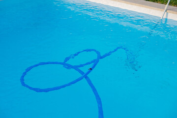 pool vacuum cleaner tube in a pool full of water