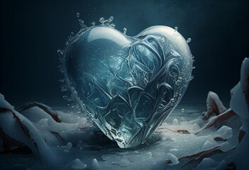 Ethereal frosty heart. AI Generated