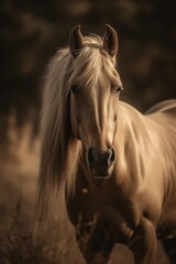 The Noble Steed - Detailed Portrait of a Regal Horse with Flowing Mane AI Generated