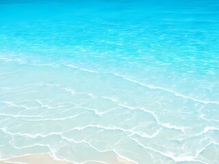Obraz premium Light blue sea waves with transparent ocean water and light reflections on sandy beach. abstract Water Ripple texture, discounts. ai generated