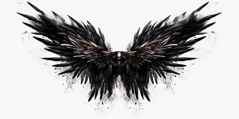 Obraz premium Black angel wings, generative ai