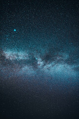 Blue color background Real Night Sky Stars With Milky Way Galaxy. Natural Starry Sky Background.