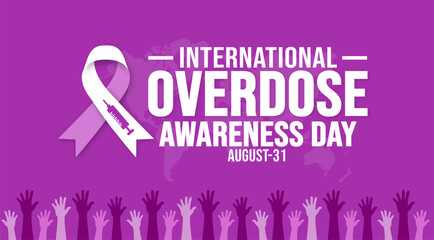 31 august is International Overdose Awareness Day background template. Holiday concept. background, banner, placard, card, and poster design template with text inscription and standard color. vector