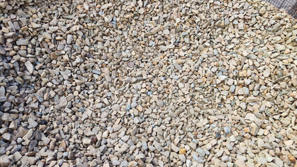 Gravel texture. Fine gray stone gravel. Natural textural background. Copy space and pattern