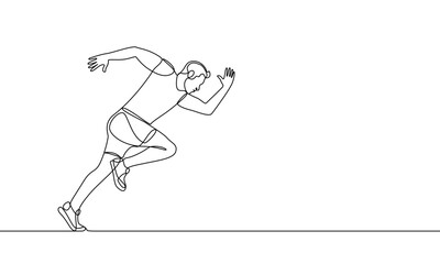 Fototapeta premium Continuous drawing sportsman athlete aspiringly runs to victory. Run. Athletics. Vector illustration