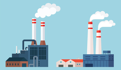 Automation business. Vector illustration. Gear effective process organization business concept Business industry, bot control on factory, algorithm, analyze co2, automate clean steam emissions, check