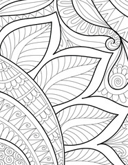 Decorative mandala mehndi design style traditional coloring page illustration for adults & children 