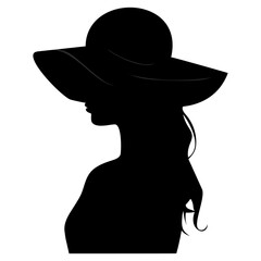 silhouette of a girl in a hat vector illustration