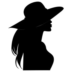 silhouette of a girl in a hat vector illustration