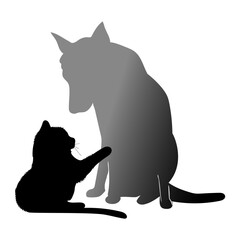 cat and dog silhouette logo veterinary friendship dog cat vector illustration