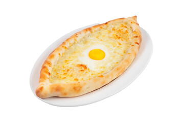Adjarian khachapuri on a white plate