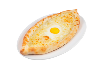 Adjarian khachapuri on a white plate