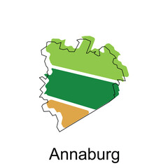 map of Annaburg vector design template, national borders and important cities illustration