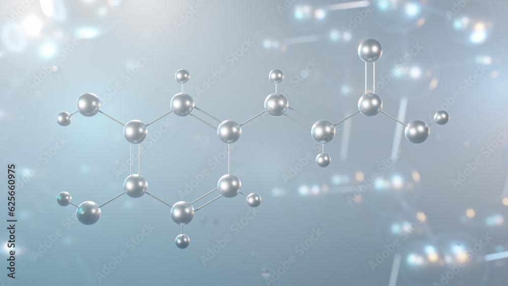 Poster caffeic acid molecular structure, 3d model molecule, hydroxycinnamic acid, structural chemical formula view from a microscope