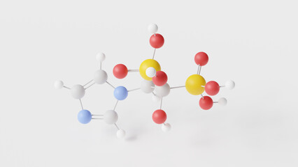 zoledronic acid molecule 3d, molecular structure, ball and stick model, structural chemical formula bone resorption inhibitors
