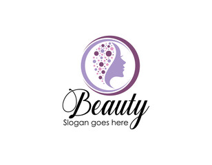 Obraz premium Luxury gradient beauty woman logo and business card design vector template. Logo can be used for icon, brand, identity, spa, feminine, and business company