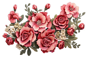 Detailed 3D illustration of a cluster of desert roses, suitable for machine embroidery ai generate