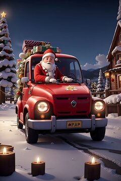 santa claus driving a car