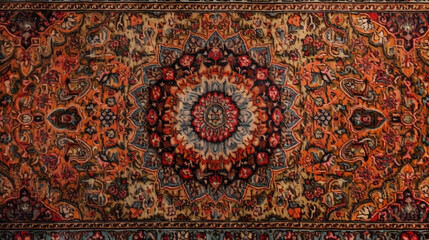 Old Persian carpet with pattern. top view. Generated Ai