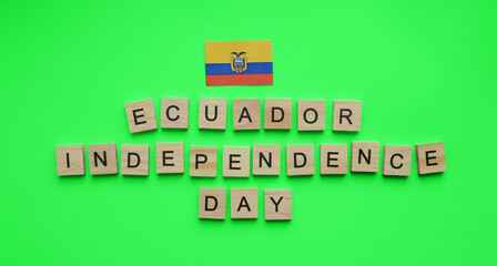 August 10, Independence Day in Ecuador, the flag of Ecuador, a minimalistic banner with the...