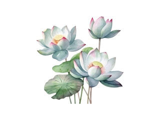 watercolor painting of lotus flowers
