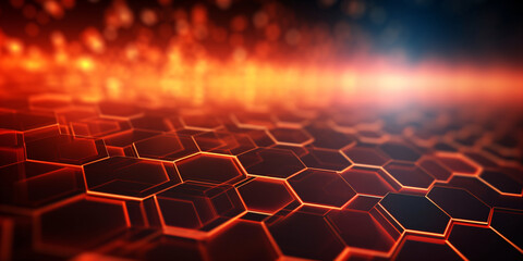 Abstrakter futuristischer Hintergrund mit roten Hexagons. Datenübertragung Konzept - erstellt mit KI 