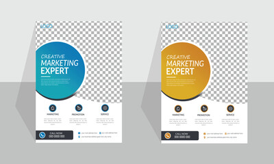 Brochure design, cover modern layout, annual report, poster, flyer in A4 with colorful triangles . Business Flyer Layout with Yellow and Blue Accents . 