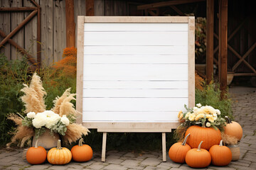 Wedding sign mock-up, pumpkin patch